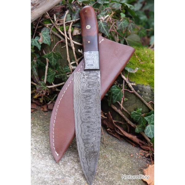 Beau Skinner Damas Lame Drop Point Mitres Damas 256 Couches Manche Bois Fabr Artisan Etui SimiliCuir