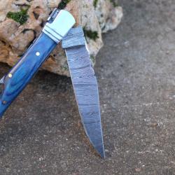 Couteau Damas Lame 128 Couches Fa&ccedil;on Laguiole Abeille Manche Atlantide Tire Bouchons Fabr Artisanale