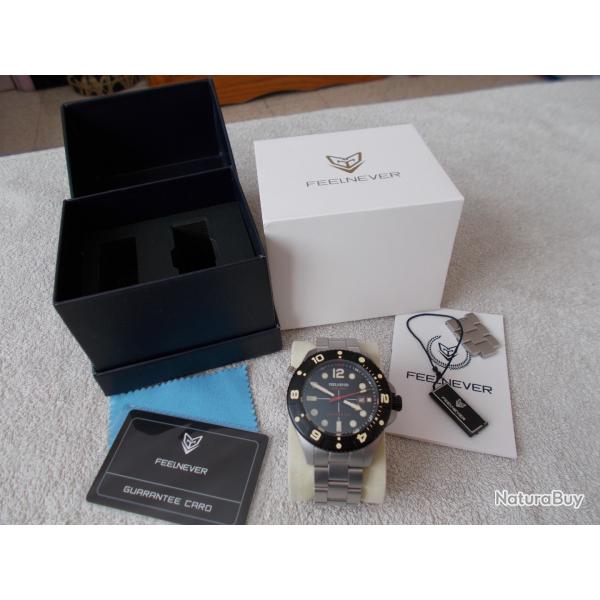 MONTRE DE PLONGEE AUTOMATIQUE FEELNEVER ETANCHE 500 METRES /MVT JAPAN MIYOTA 8215/CADRAN NOIR
