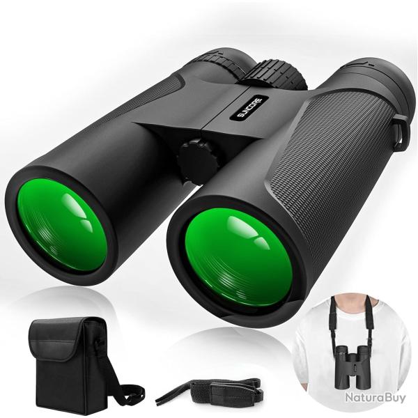 Jumelles Adultes 12 x42 Puissantes Prisme BAK-4 HD Multicouches 42 mm �tanche Grande Oculaire