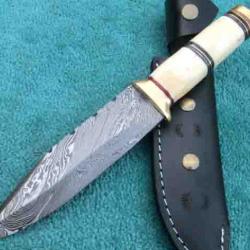 Couteau de chasse Damas - Manche os (4)