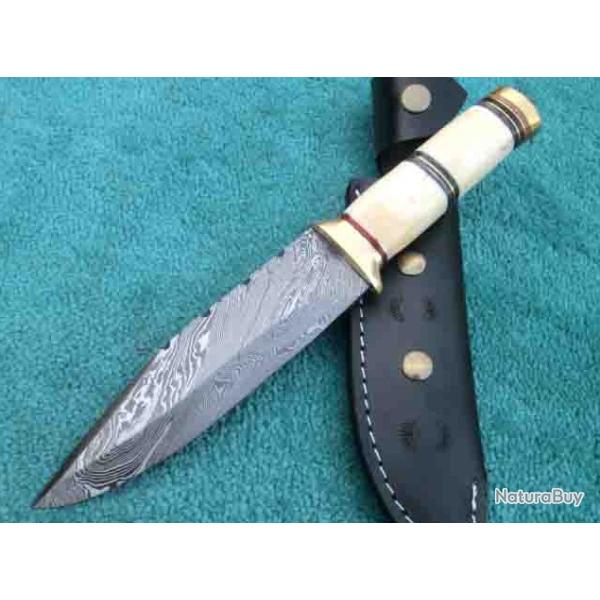 Couteau de chasse Damas - Manche os (4)