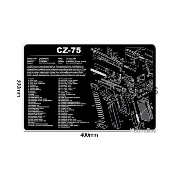 TAPIS DE NETTOYAGE CZ-75 | Vue �clat�e Haute Pr�cision | N�opr�ne 3mm | Sp�cial Tir Sportif