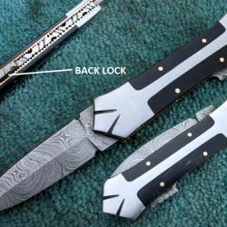 Couteau pliant Damas & Corne de Buffle