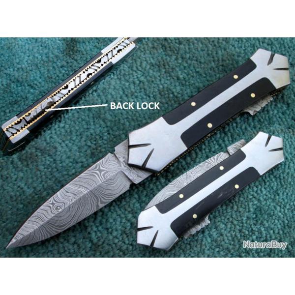 Couteau pliant Damas & Corne de Buffle