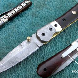 Couteau pliant Damas & Palissandre / Accroche ceinture