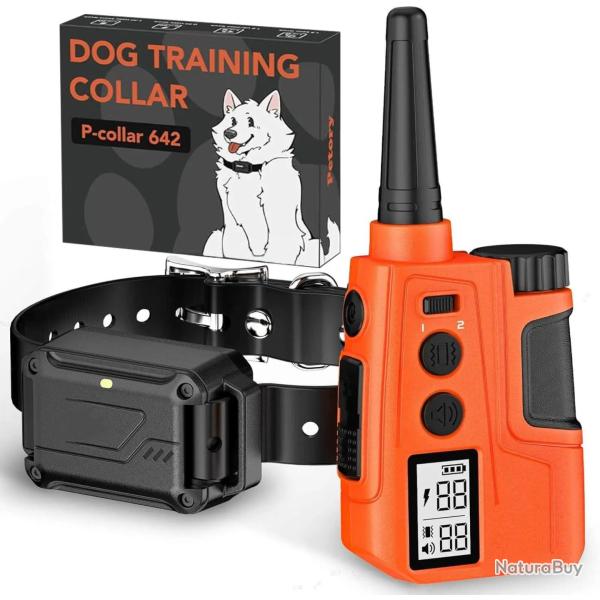 Collier d'Entra�nement Anti-Aboiement Chien 600 m T�l�commande Vibration Stimulation Etanche IPX7