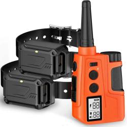 2X Colliers d'Entra&icirc;nement Anti-Aboiement Chien 600m T&eacute;l&eacute;commande Vibration Stimulation Etanche IPX7