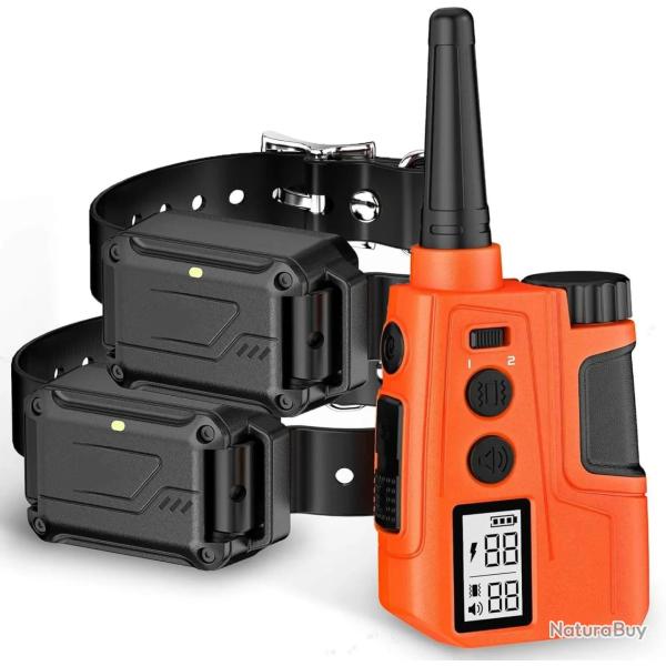 2X Colliers d'Entra�nement Anti-Aboiement Chien 600m T�l�commande Vibration Stimulation Etanche IPX7