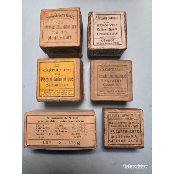 Un lot de cinq boites vide en bon �tat civil et militaire