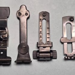 Un lot de quatre hausse de carabine genre Winchester et divers