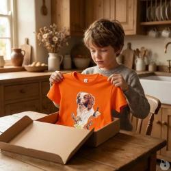 T shirt enfant &eacute;pagneul coton doux orange 6 &agrave; 12 ans
