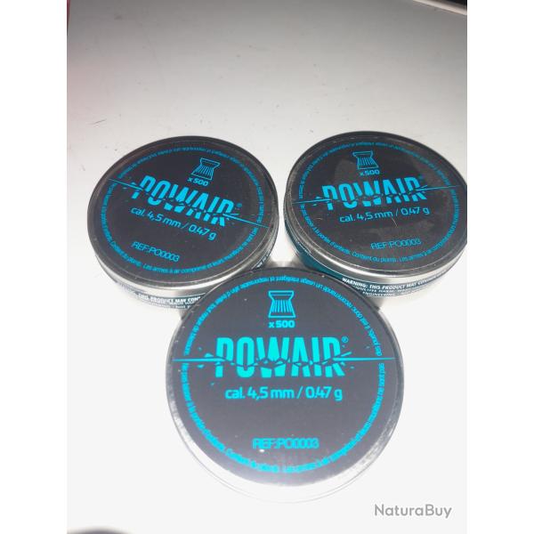 Lot 3 bo�tes plomb 4.5/0.47g powair diabolo 3x500