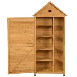 Abri de jardin avec 5 &eacute;tag&egrave;res 80 x 35 x 177 cm s&eacute;curitaire et esth&eacute;tique en bois de sapin marron 2