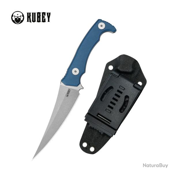 Couteau Kubey Sicarii Lame Acier 14C28N Manche Blue Micarta Etui Kydex KUB477C