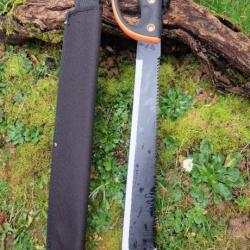 Machette Lame Acier 3Cr13 Manche Abs Orange Bien Visible Etui Nylon Outlaw Alaska Grosse Garde