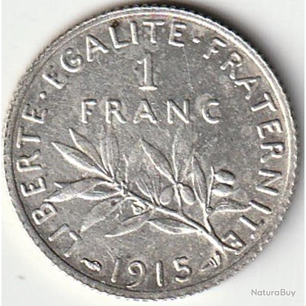 Pi�ce De Monnaie Argent  France 1 franc Semeuse 1915