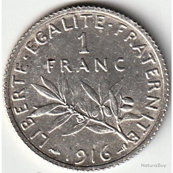 Pi�ce De Monnaie Argent  France 1 franc Semeuse 1916