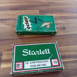 Lot 2 bo&icirc;tes vides calibre. 12mm/50 - Starlett / &Eacute;clair - Cartoucherie fran&ccedil;aise - Vintage collector