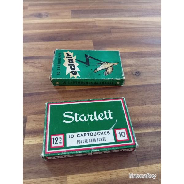 Lot 2 bo�tes vides calibre. 12mm/50 - Starlett / �clair - Cartoucherie fran�aise - Vintage collector