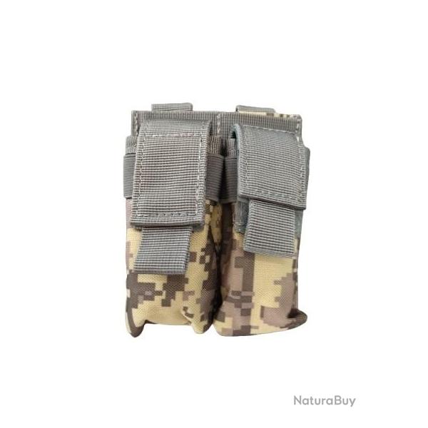 Porte chargeur double tactique - Pixel Gris - Velcro - Pour arme de poing - Livraison gratuite