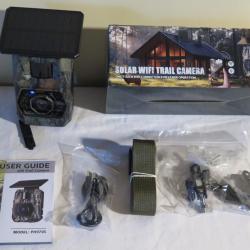 Cam&eacute;ra de chasse solaire 4K WiFi - 60MP - Vision nocturne IR - IP66 - Neuve