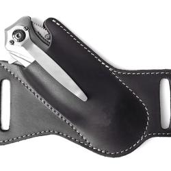 Pochette &eacute;tui simili cuir pour grand couteau pliant - Noir - Livraison gratuite