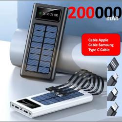 Batterie externe de tr&egrave;s grande capacit&eacute;, charge solaire de 200000mAh charge rapide bidirectionnelle