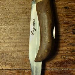 Poignard couteau pliant type chasse lame LAGUIOLE - poign&eacute;e bois genre Olivier