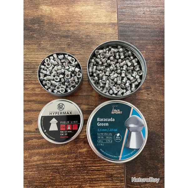 Lot de 2 boites de plombs 5.5 mm  RWS et H&N