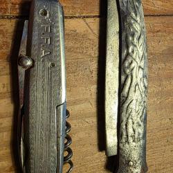 Lot de deux couteaux militaire dont un marqu&eacute; FFA et l'autre origine Arm&eacute;e de l'air vendu en foyer