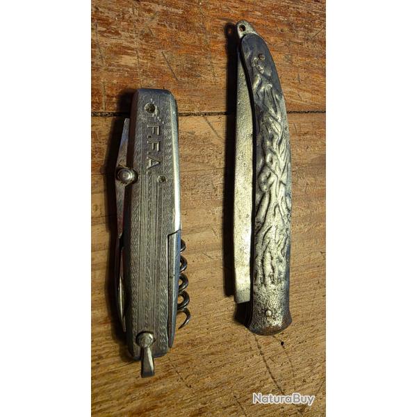 Lot de deux couteaux militaire dont un marqu� FFA et l'autre origine Arm�e de l'air vendu en foyer