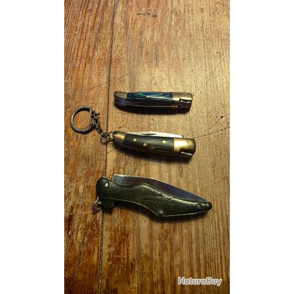 Lot de 3 mini couteaux type laguiole pour 2 et un publicitaire forme chaussure marqu�e LE CELESTE