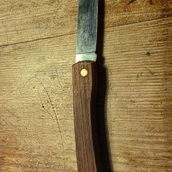 Couteau publicitaire Moteurs Beaudouin ressort tr&egrave;s ferme, lame inox poign&eacute;e bois - bel objet