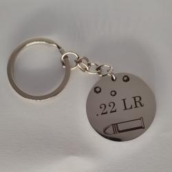 Porte-cl&eacute; tireur sportif personnalis&eacute; - Balle .22 LR stylis&eacute;e grav&eacute;e laser