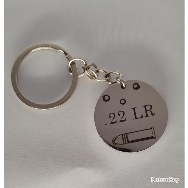 Porte-cl� tireur sportif personnalis� - Balle .22 LR stylis�e grav�e laser