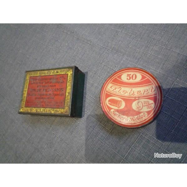 lot de 2 boites vides de munitions dont Sellier & Bellot 9mm flobert