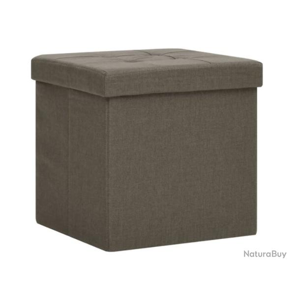 Tabouret rangement pliable faux lin marron 38x38x38 cm si�ge coffre
