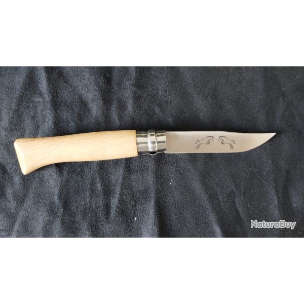 Opinel n�8 personnalis� double face - Gravure laser chasse, p�che, nature, animaux
