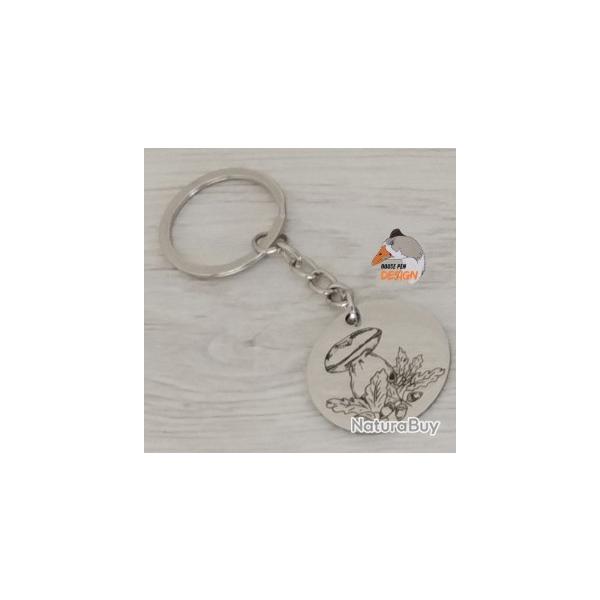 Porte clef acier avec gravure champignon (C�pe)