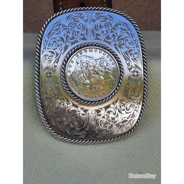 superbe boucle de ceinture mixte H/F grav�e en Argent Massif 925 :  2900�