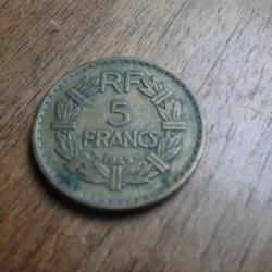monnaie 5 francs lavrillier  1945