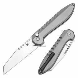 Couteau Kansept Kosame Lame Wharncliffe Acier 154CM Manche Titanium & Jade G10 Button Lock KT1093F6