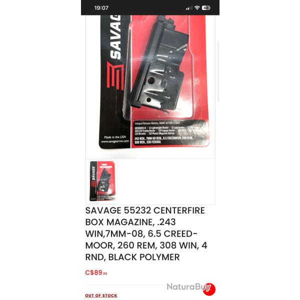 Chargeur Savage 4 coups