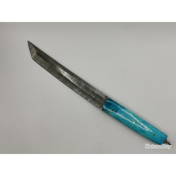 Couteau de Chasse en Damas Le Mistral - Coutellerie Artisanale Hosteel - Couteau Collection Cadeau