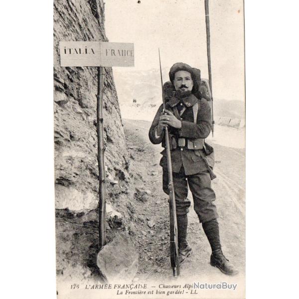 CPA - L' Arm�e Fran�aise -Chasseur Alpin en manoeuvres La Fronti�re est bien gardeel-N�7132