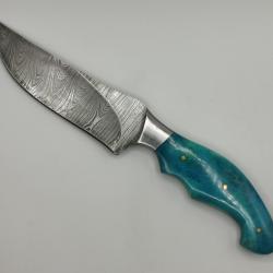 Couteau de Chasse en Damas Le Peyrol - Coutellerie Artisanale Hosteel - Couteau Collection Cadeau