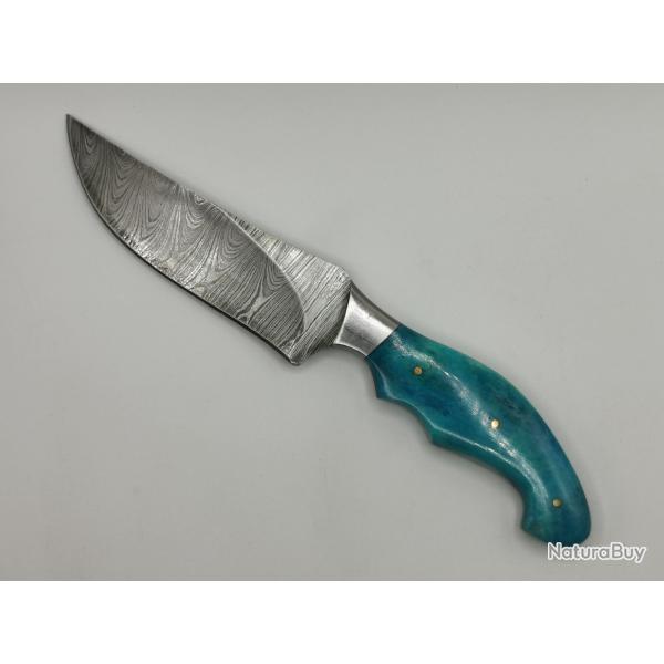 Couteau de Chasse en Damas Le Peyrol - Coutellerie Artisanale Hosteel - Couteau Collection Cadeau