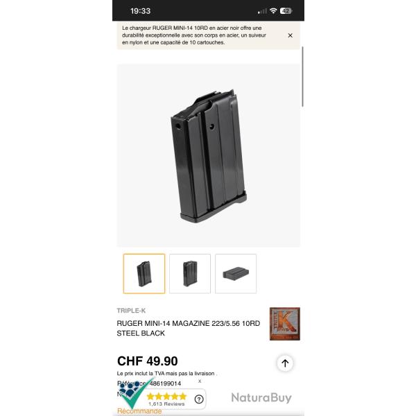 Chargeur rugger 10 coups