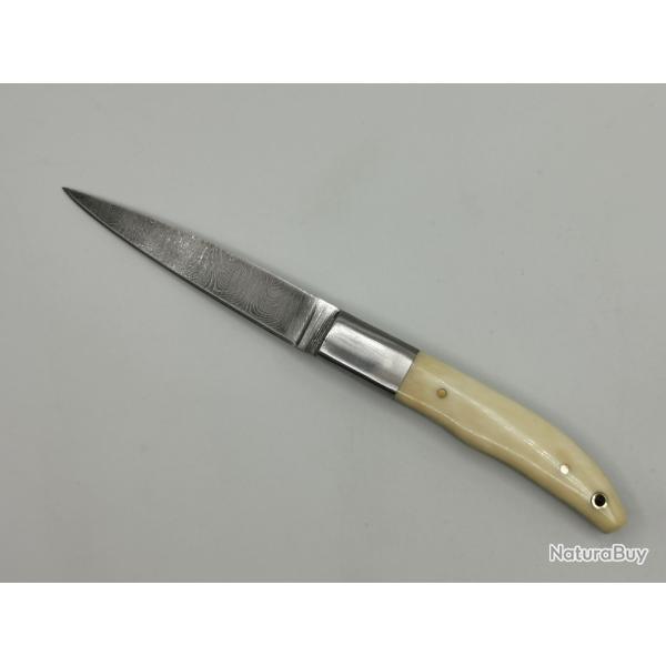 Couteau de Chasse en Damas Le Sable d'Or - Coutellerie Artisanale Hosteel - Couteau Collection Rare